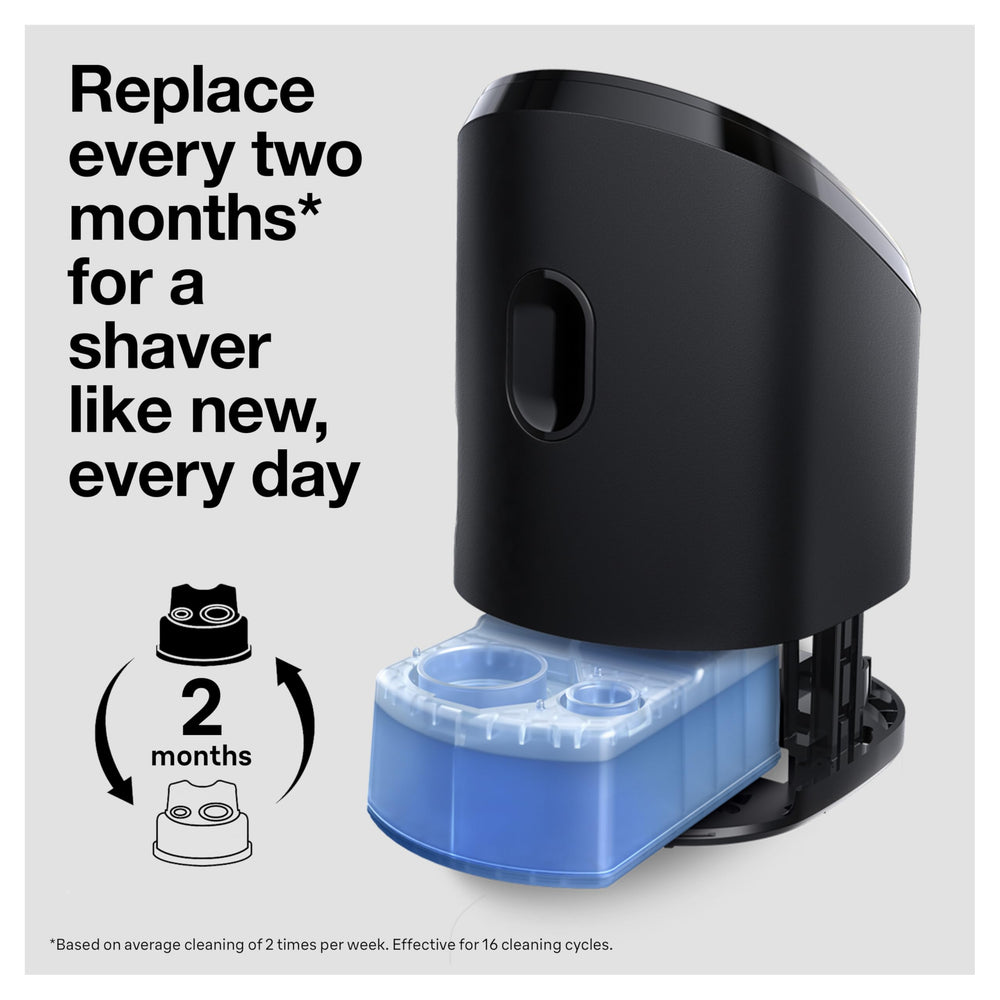 Braun CCR cartridges on bathroom shelf in lifestyle scene showing fresh scent benefit