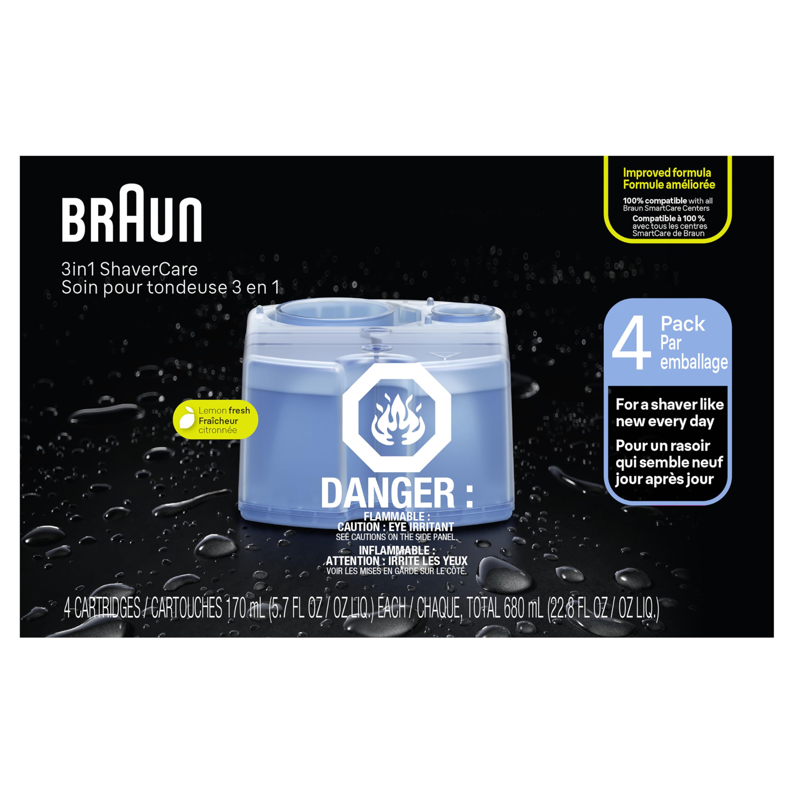 Braun cartridges on bathroom shelf in lifestyle setting for daily convenience