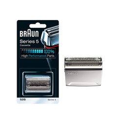 Braun front packaging showing silver replacement shear and blade, restores cutting performance