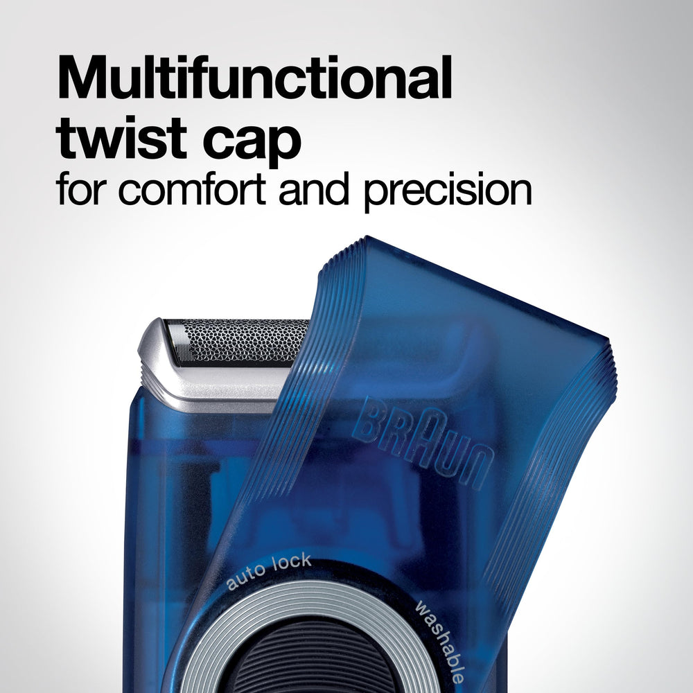 Braun M60b rinse under tap demonstrating washable head for quick hygiene