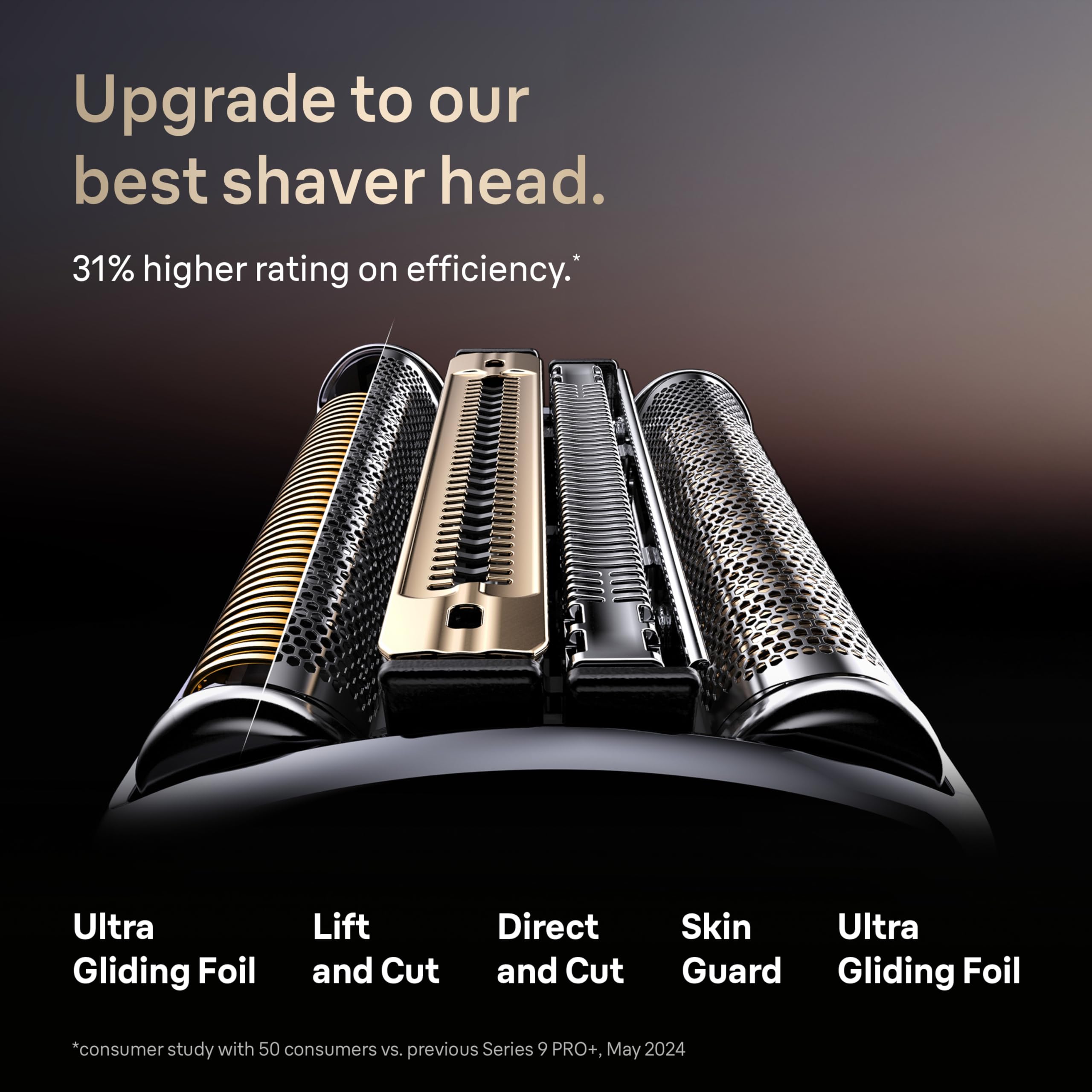 Braun NEVO cutter block close-up showing sharp blades for closer shaves
