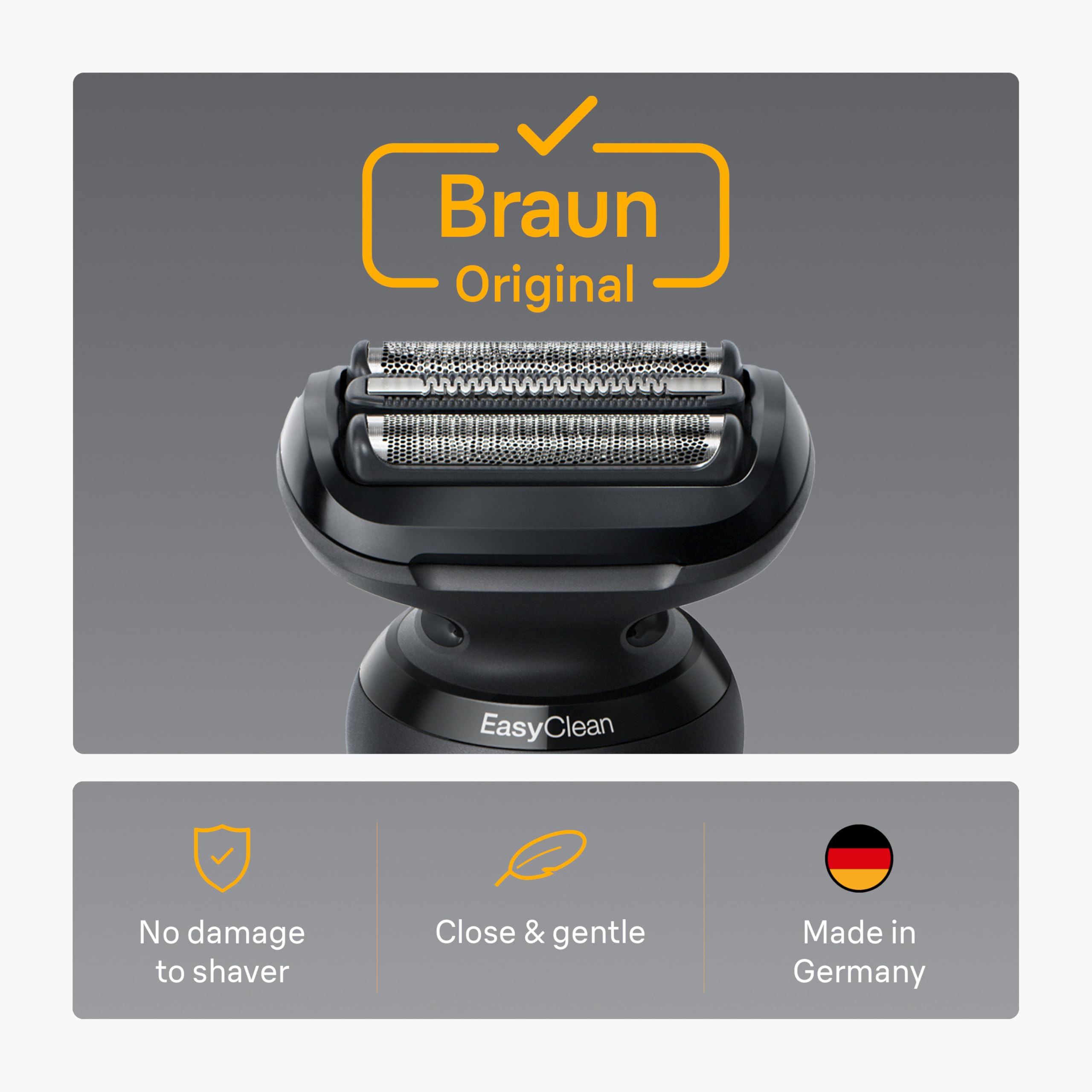 Braun Series 5 foil close-up highlighting smooth surface for gentler shaves