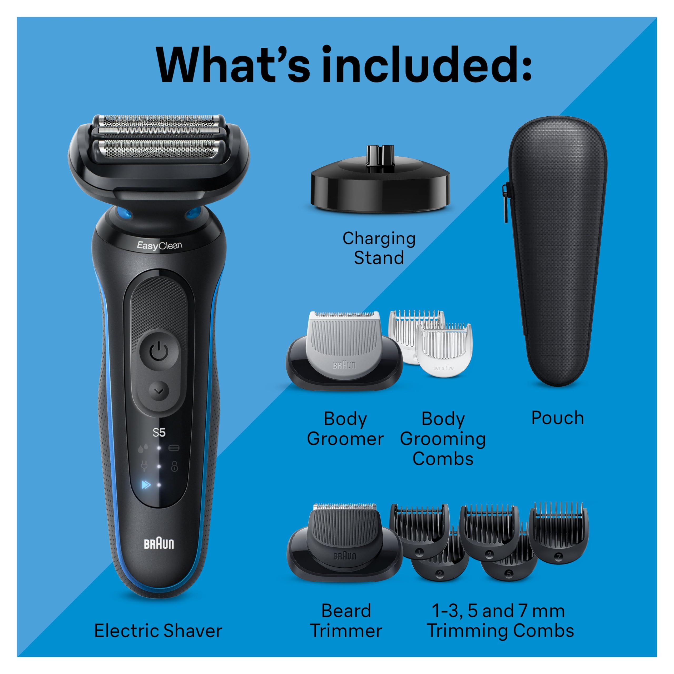 Braun Series 5 foil closeup showing three flexible blades for closer shave