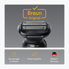 Braun Series 5 foil close-up highlighting smooth surface for gentler shaves