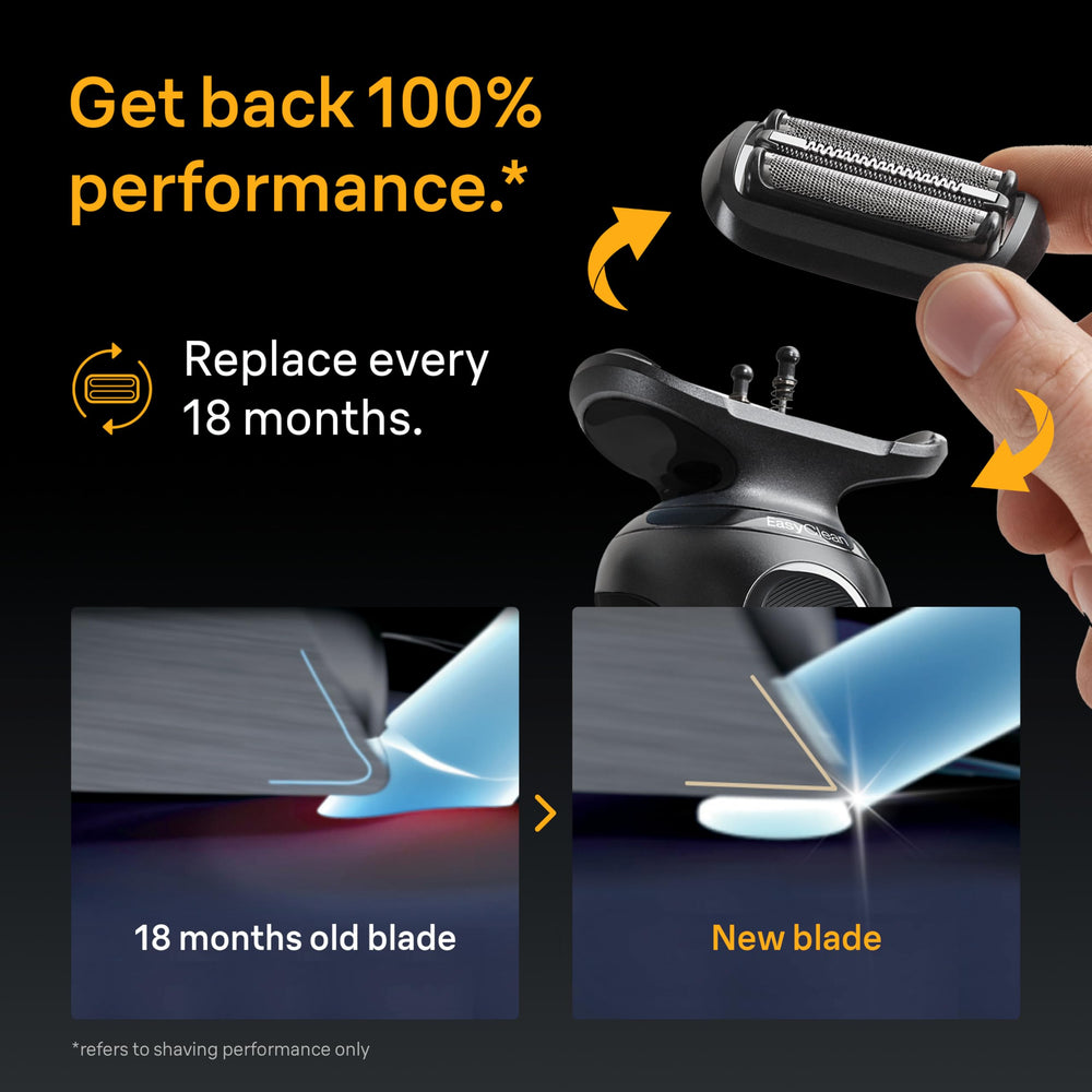 Braun Series 5 replacement head installed in shaver showing easy one-click fit