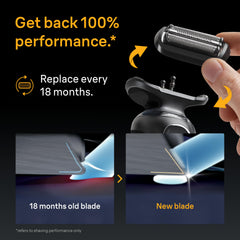 Braun Series 5 replacement head installed in shaver showing easy one-click fit
