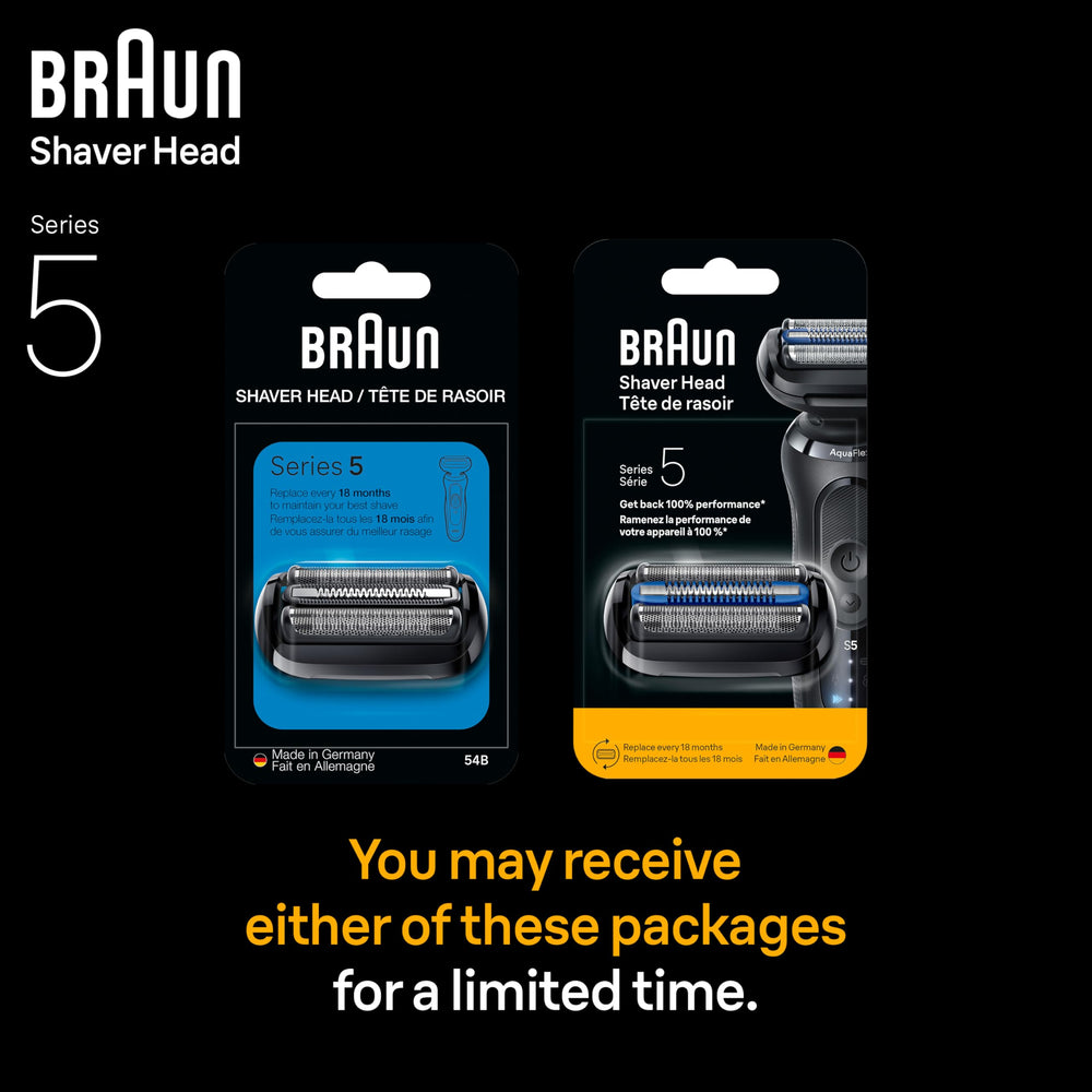 Braun Series 5 replacement head in bathroom setting showing ready-to-use convenience