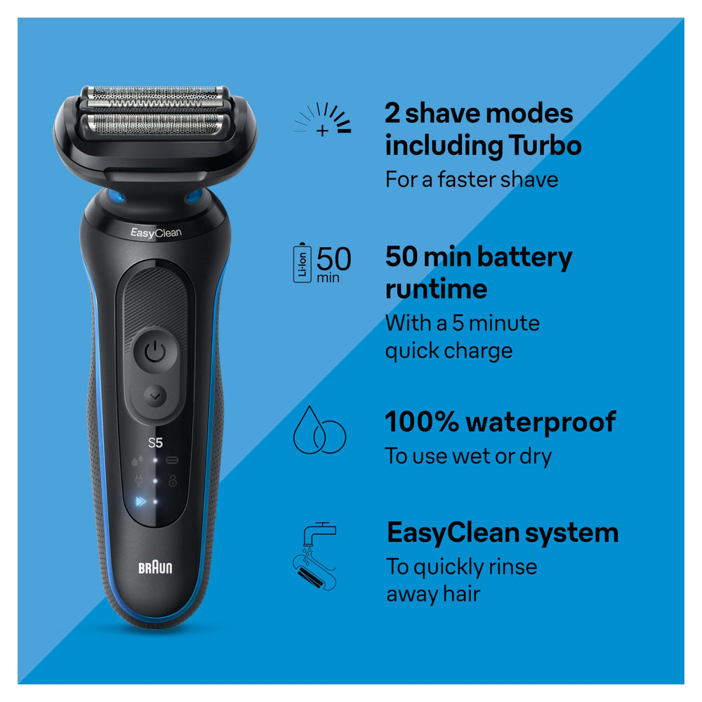 Braun Series 5 side profile highlighting flexible head that adapts to contours