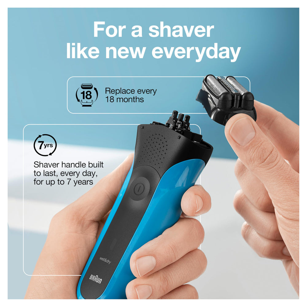 Braun Series 3 displaying battery and quick-charge indicator for fast power
