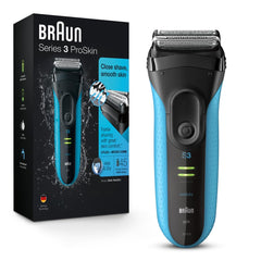 Braun Series 3 front view showing shaving head and ergonomic benefits