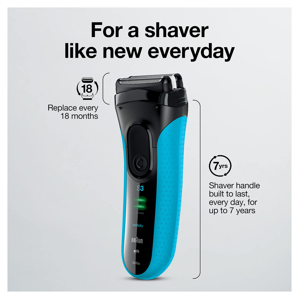 Braun placed on bathroom counter for everyday grooming routine
