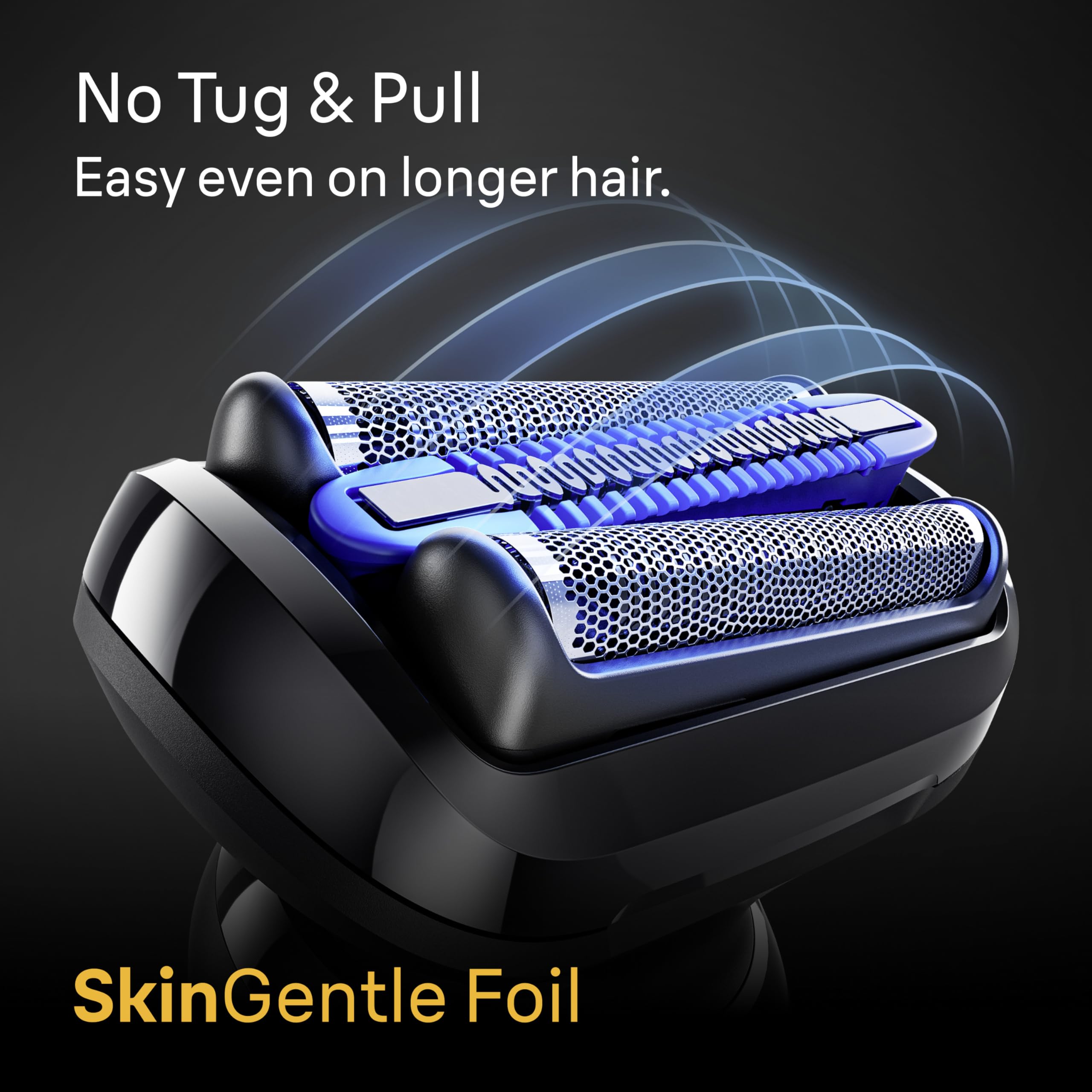 Braun close-up of AquaFlex foil and blades providing smoother contouring