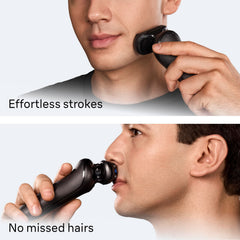 Braun shaver in hand showing compact size and comfortable grip