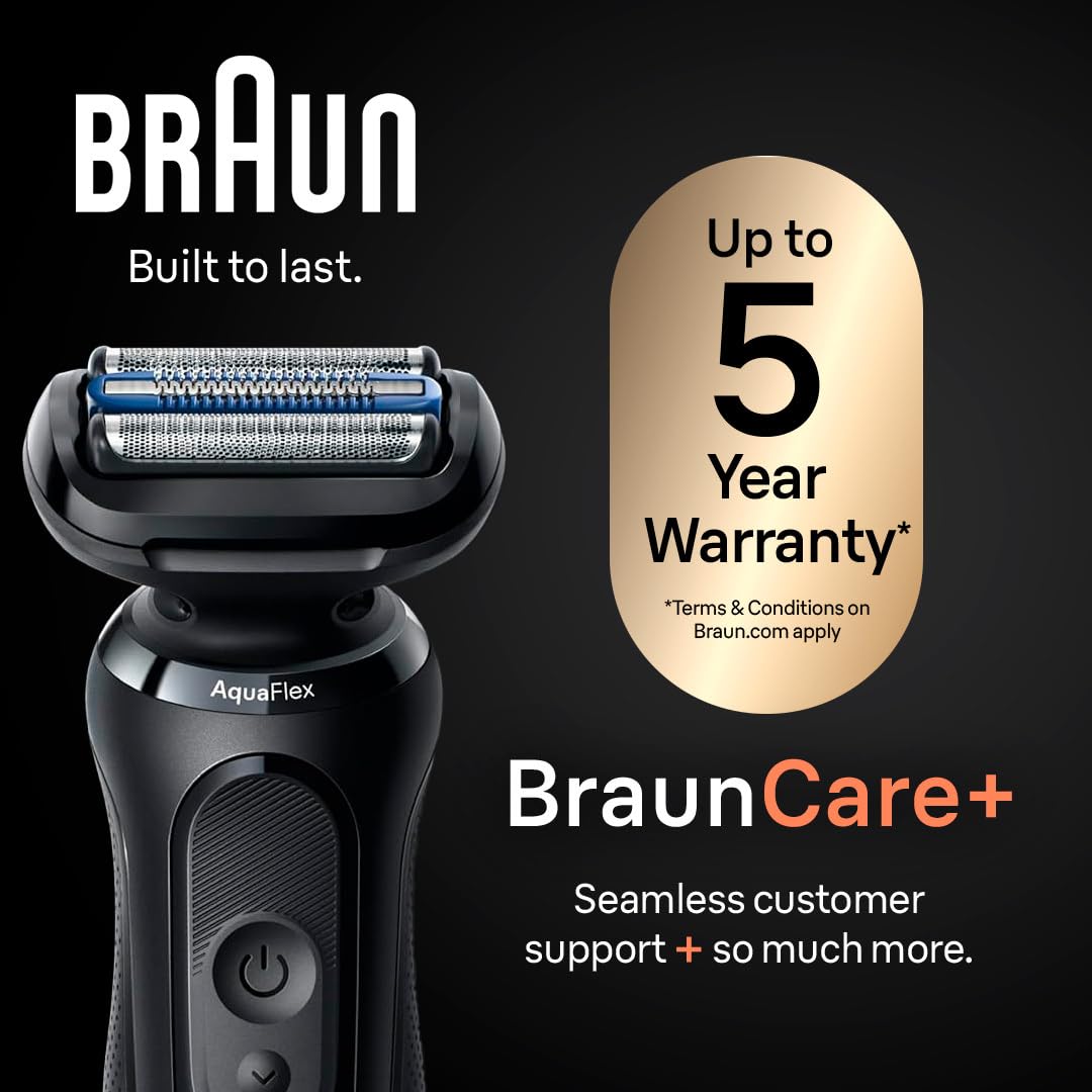 Braun shaver being used wet in shower for comfortable wet shaving
