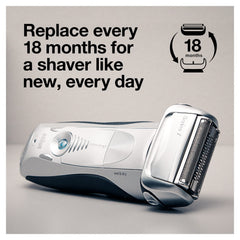 Braun Series 7 hand clicking new cassette on demonstrating easy tool-free replacement