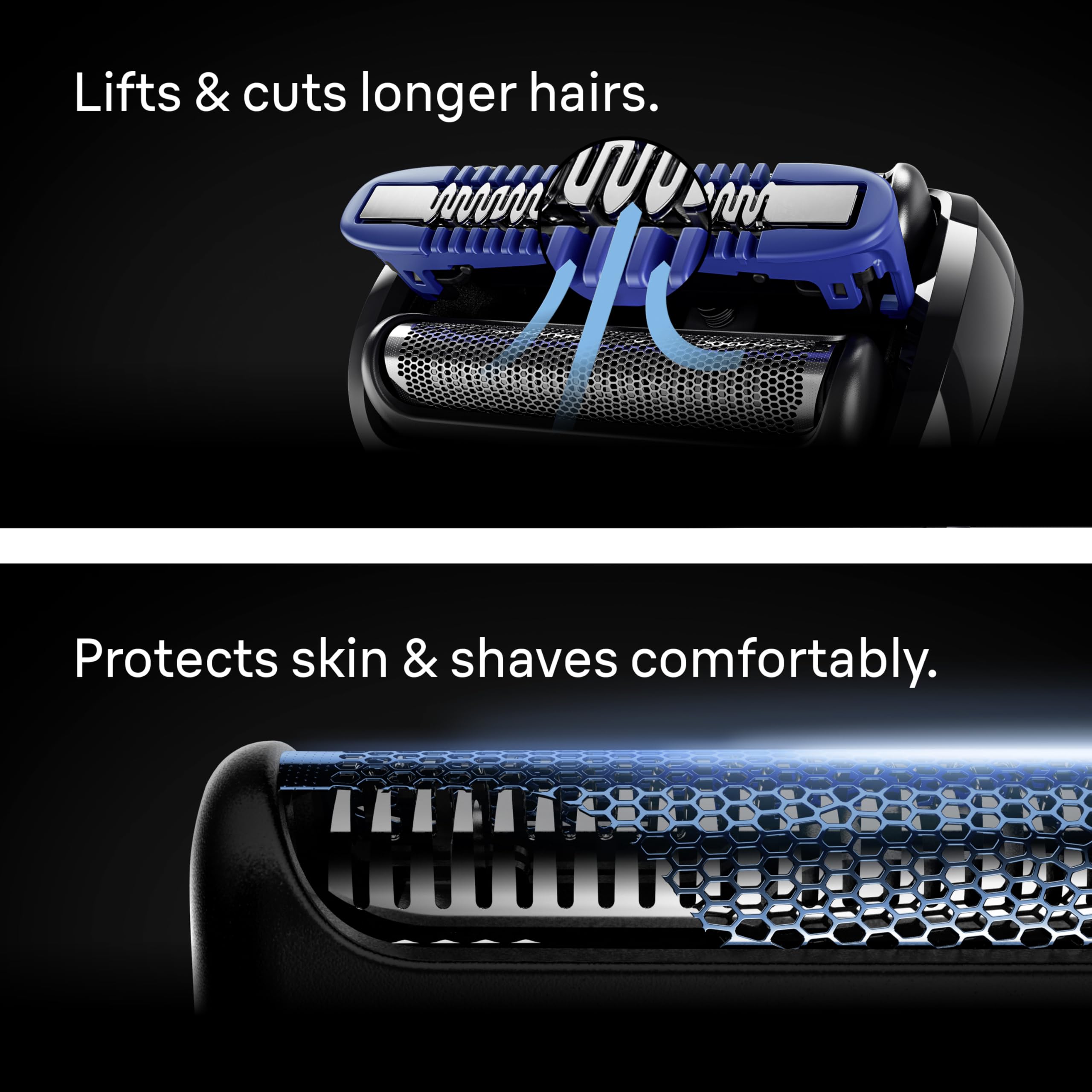 Braun Series 7 7120s control panel lit showing Gentle mode for sensitive skin comfort