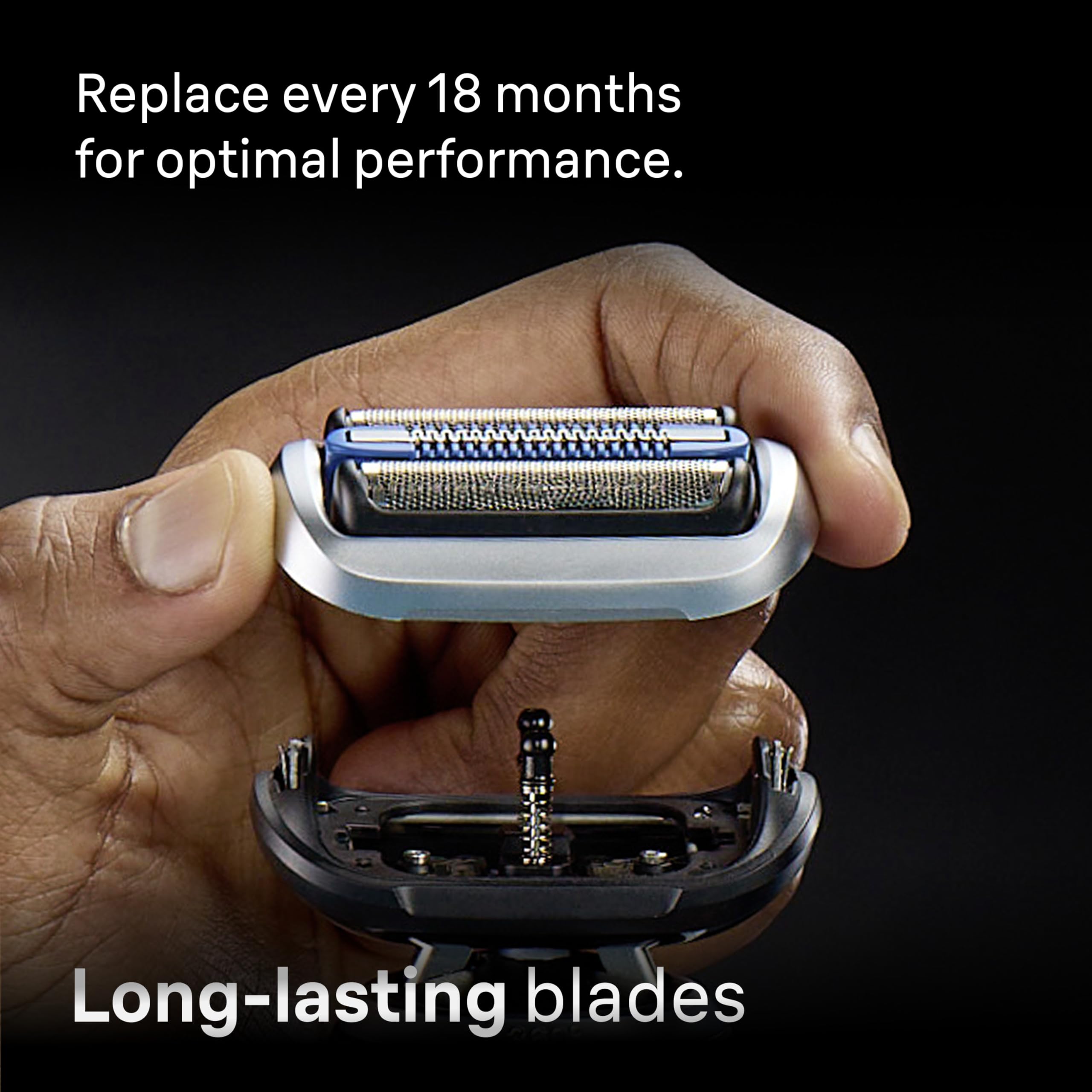 Hand holding Braun Series 7 7120s to show size and grip for comfortable handling