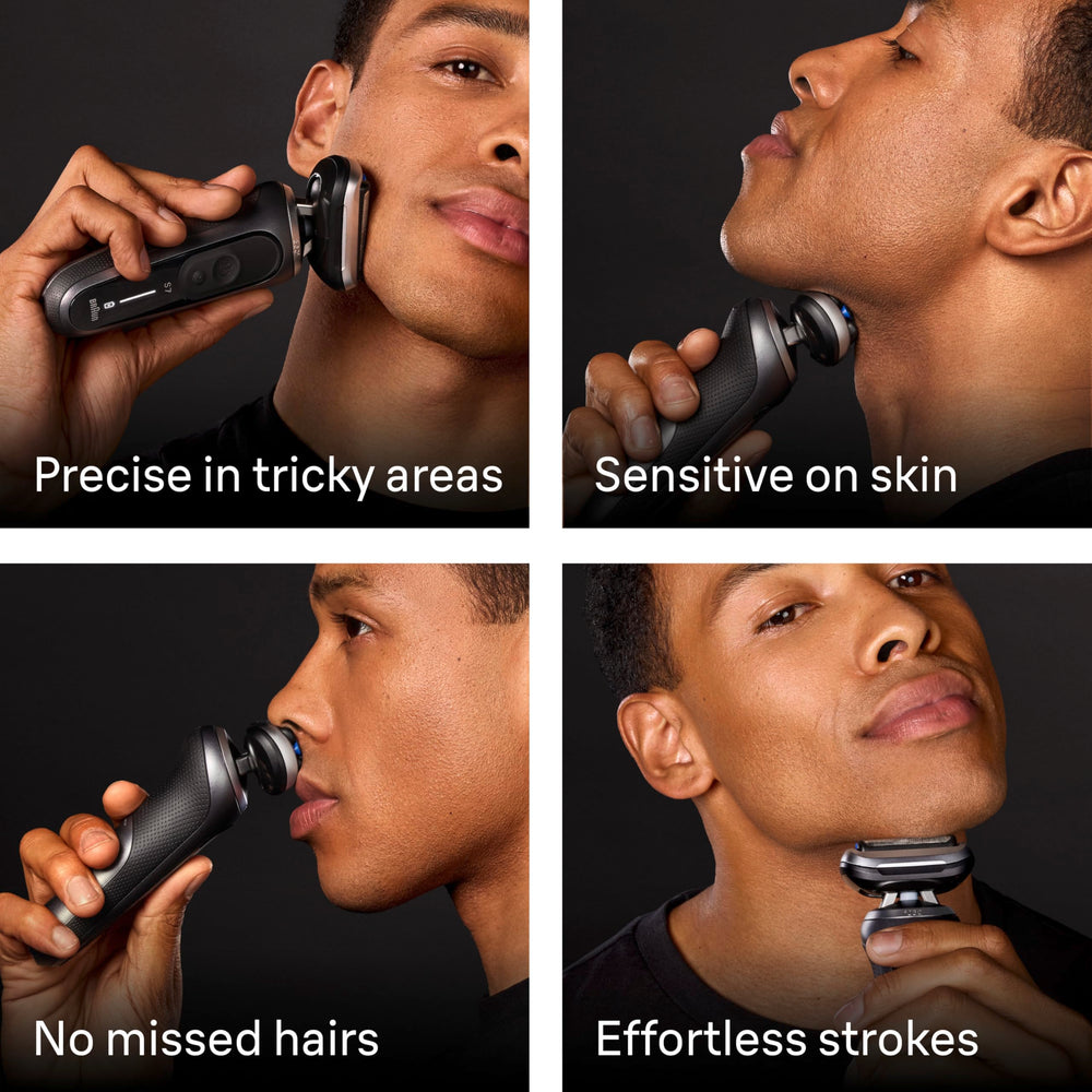 Braun Series 7 7120s precision trimmer deployed for neat sideburns and moustache styling