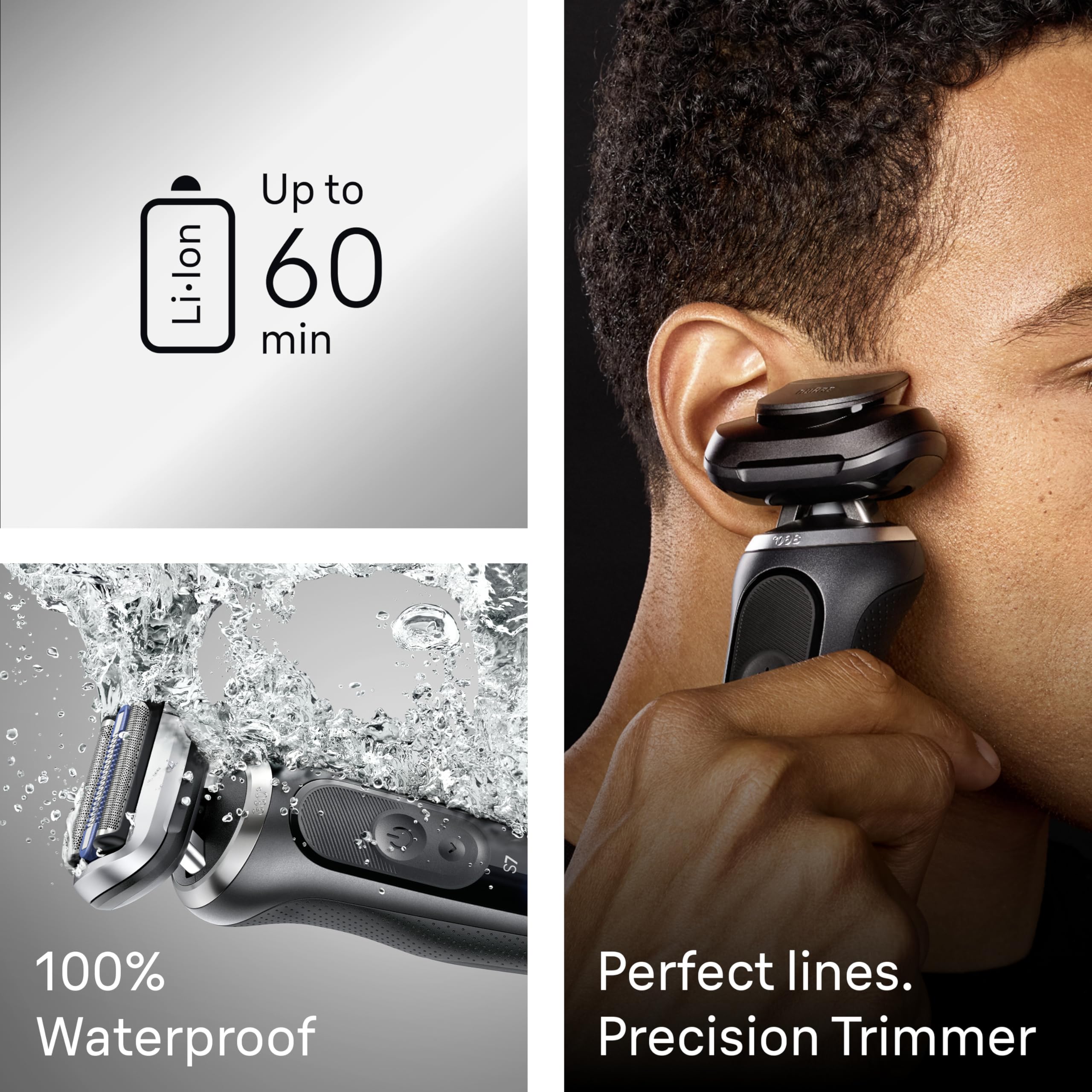 Braun Series 7 7120s placed next to travel pouch showing portability for trips