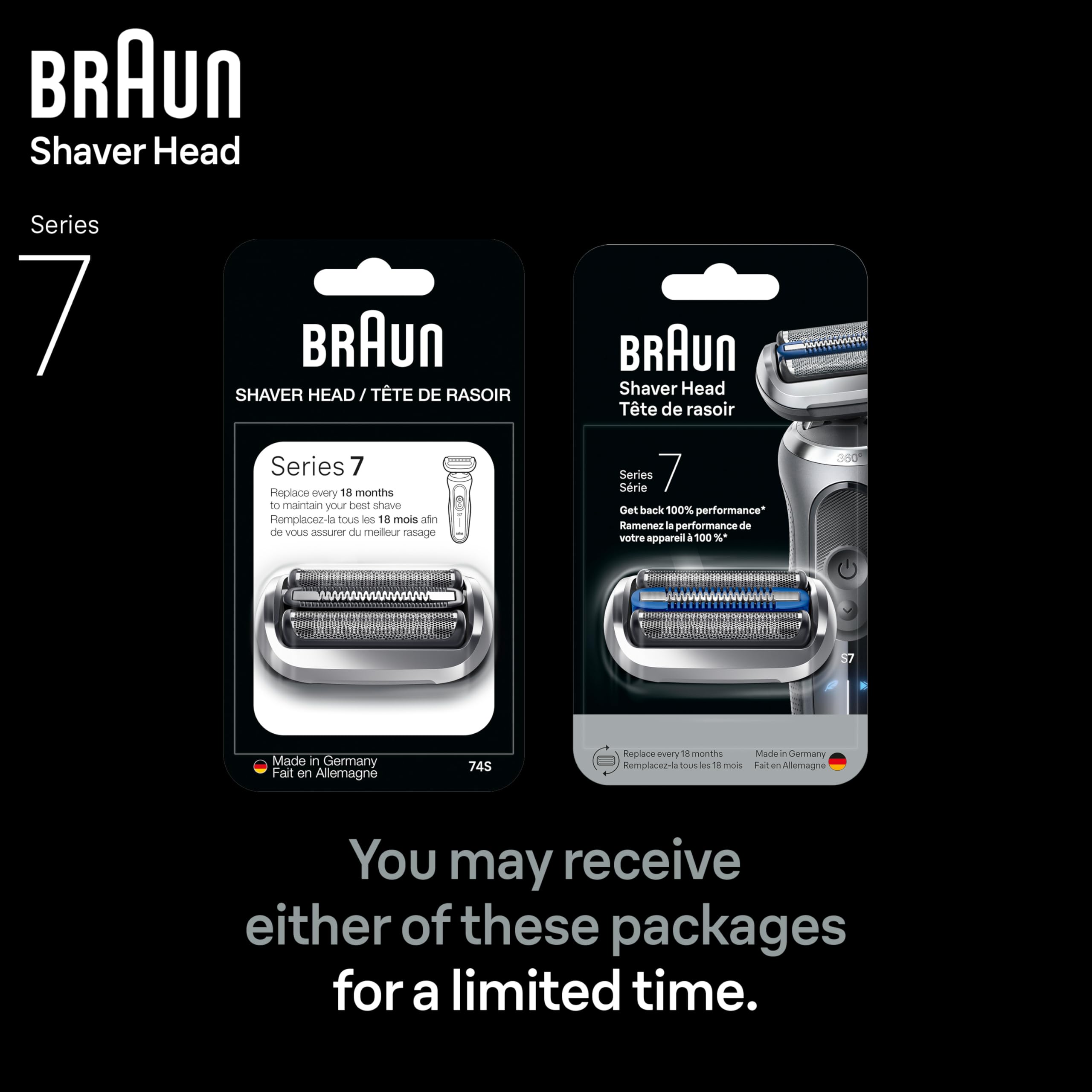 Braun Series 7 box contents laid out with replacement head included for straightforward swap