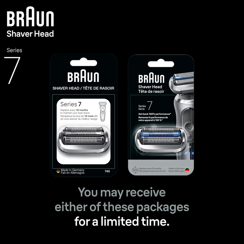 Braun Series 7 box contents laid out with replacement head included for straightforward swap