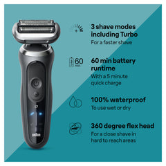 Braun Series 7 SkinGentle foil detail highlighting smooth glide for reduced tugging