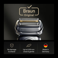 Braun Series 9 close-up of foil detail highlighting precise cutting surface benefit
