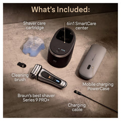 Braun Series 9 PRO+ close-up of foil and cutters for improved hair capture and comfort