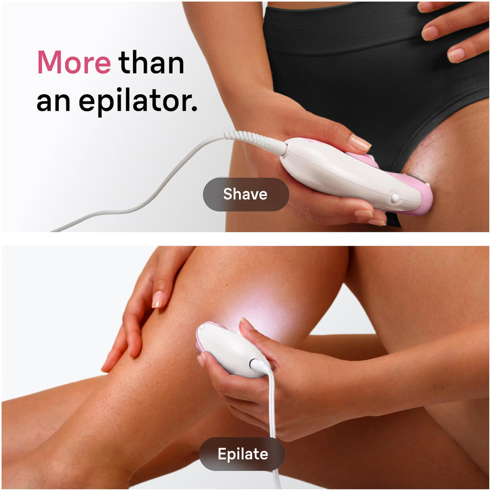Braun Silk-épil 3 next to a ruler showing size and easy storage convenience