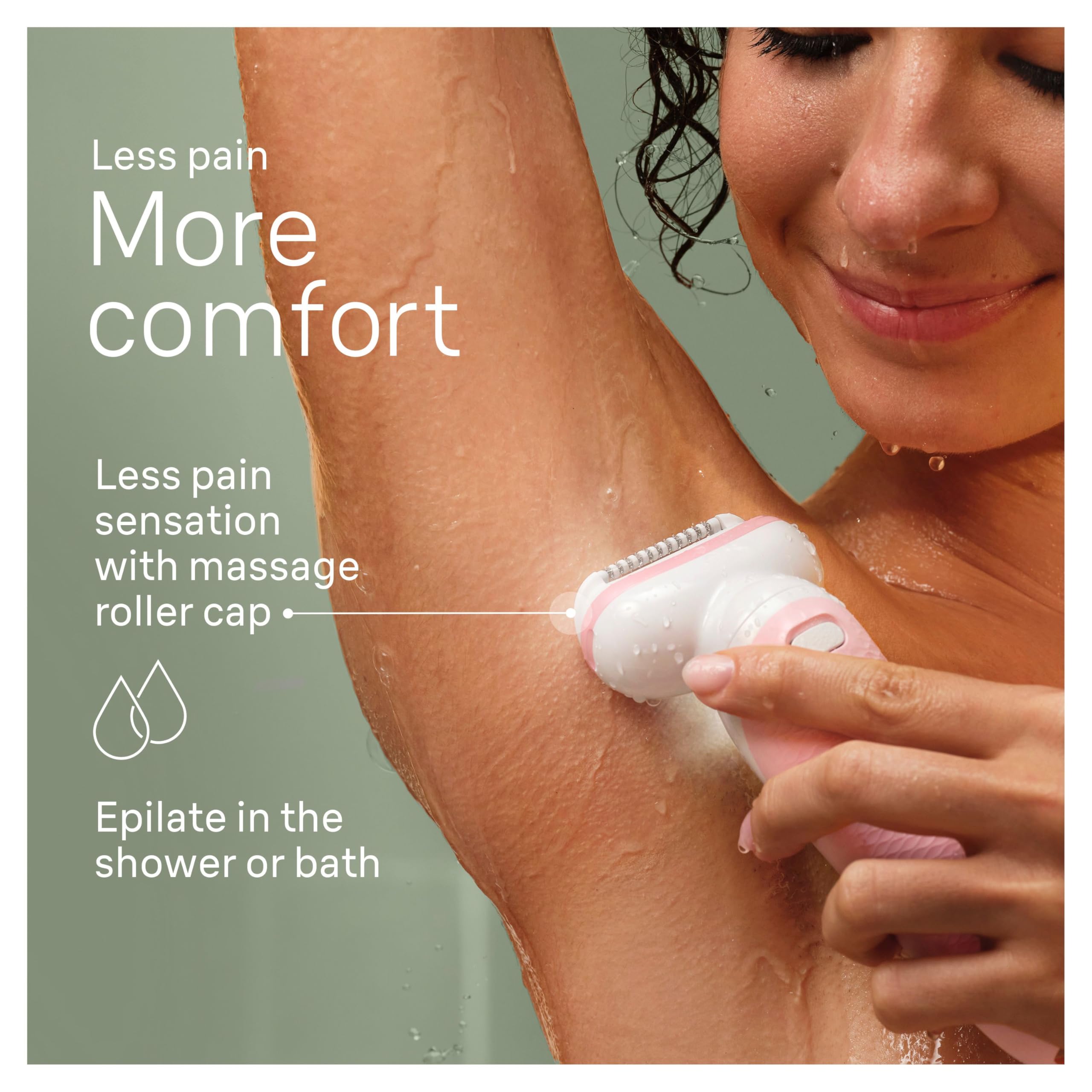 Braun Silk-épil 9 exfoliation brush and pouch displayed highlighting ingrown hair care