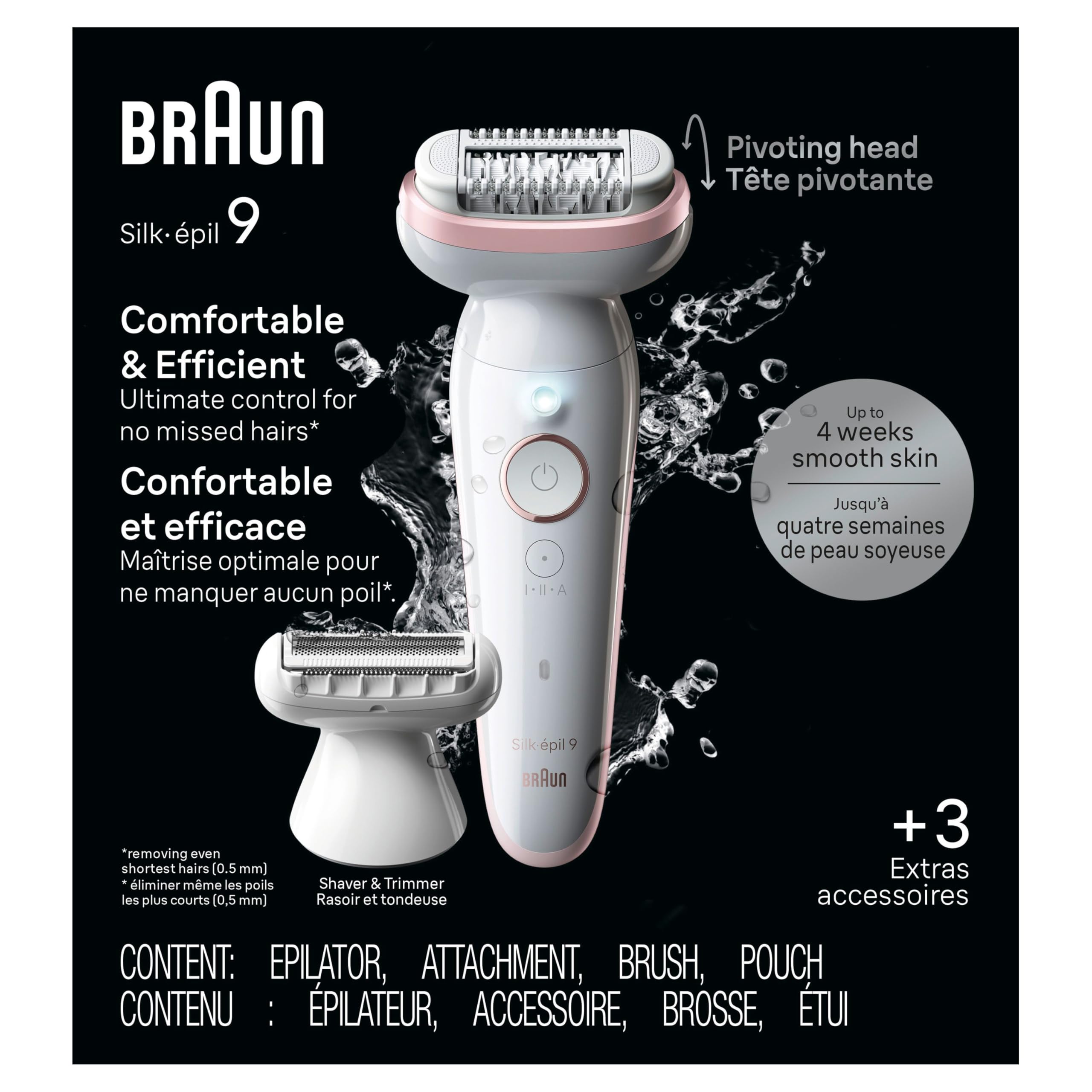Braun Silk-épil 9 held in hand to show scale and easy handling during use