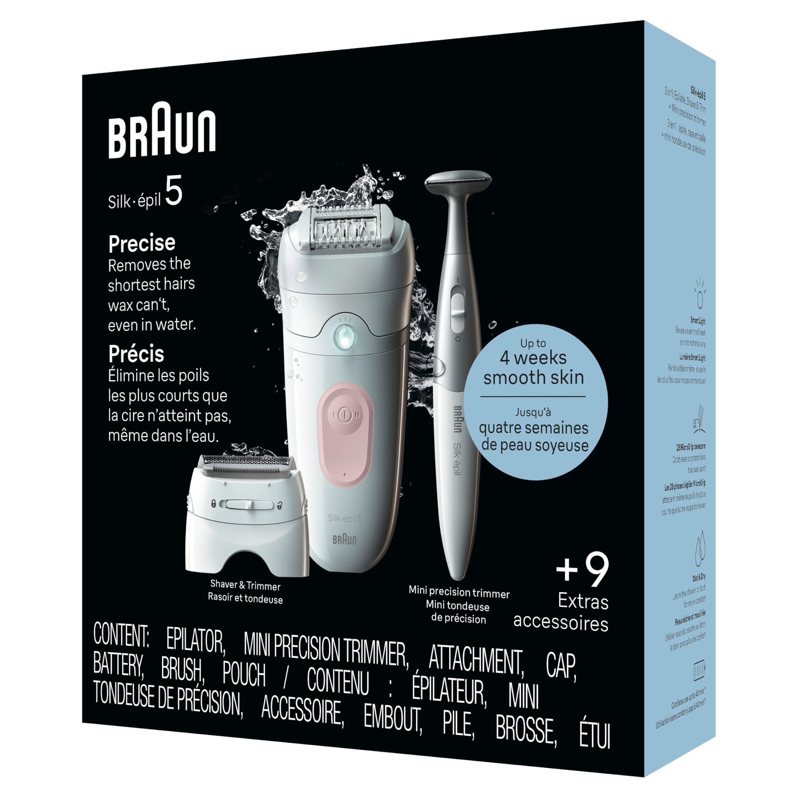 Braun Silk-épil 5 packaging and labels displaying model SE5-230 and included items