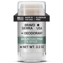 Bravo Sierra front packaging showing Mountain Pine & Spice scent and benefits