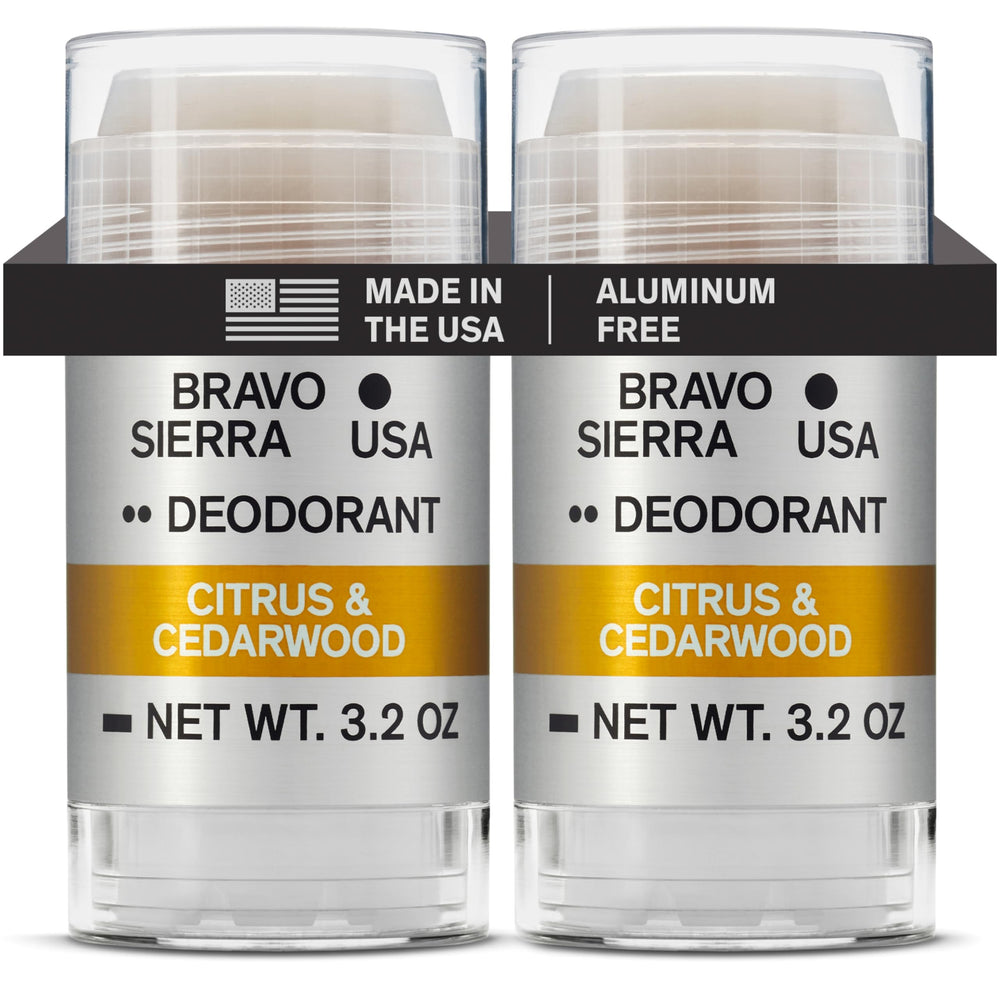 Bravo Sierra front packaging showing two-stick 2-pack and scent label benefits