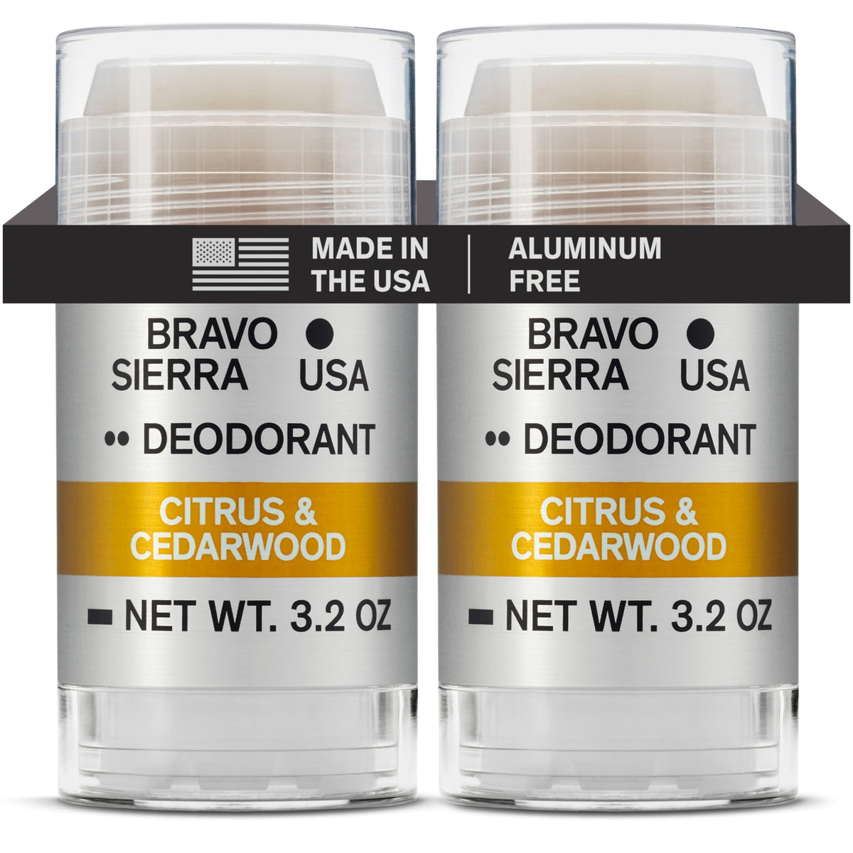 Bravo Sierra front packaging showing two-stick 2-pack and scent label benefits