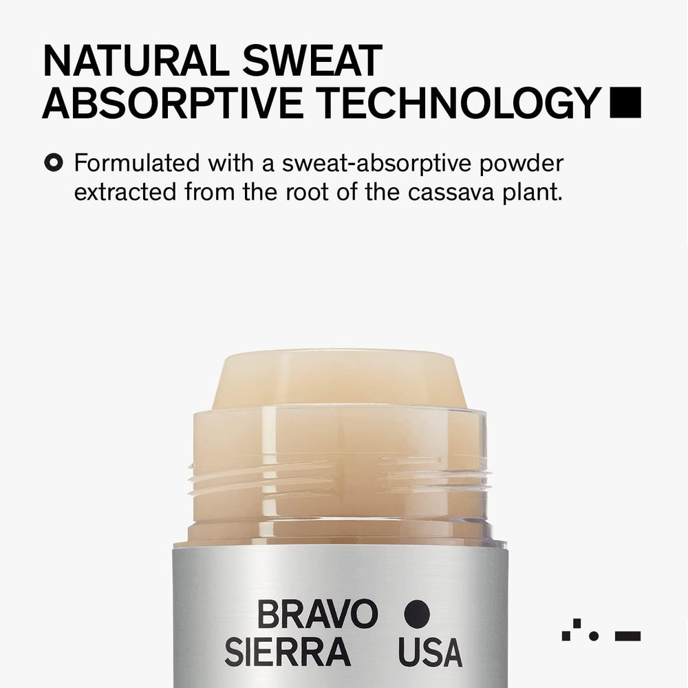 Bravo Sierra cassava root ingredient visual highlighting natural sweat absorption