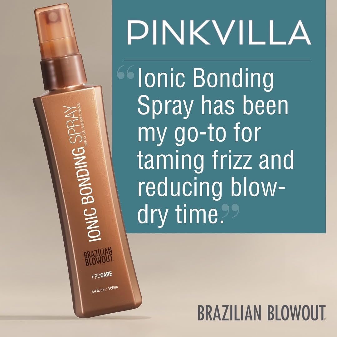 Brazilian Blowout being misted on damp hair to seal cuticles and reduce frizz