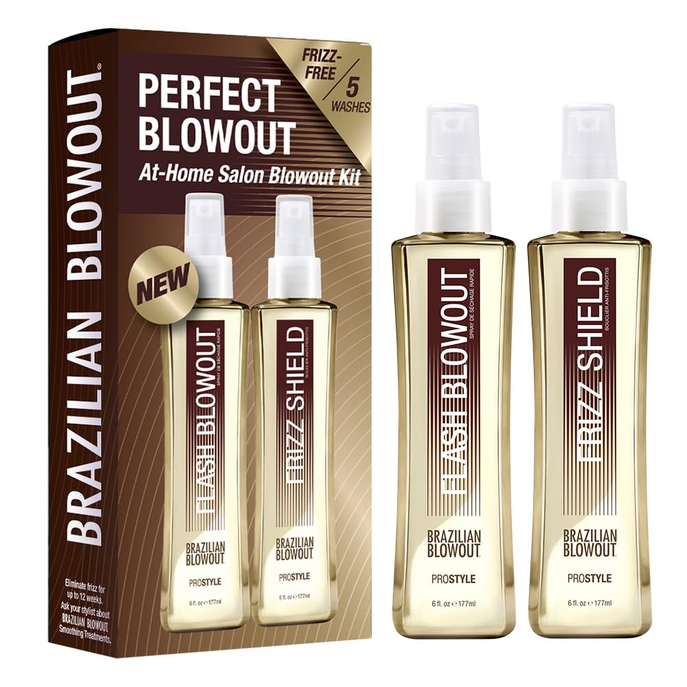 BRAZILIAN BLOWOUT front packaging showing kit benefits and easy at-home use