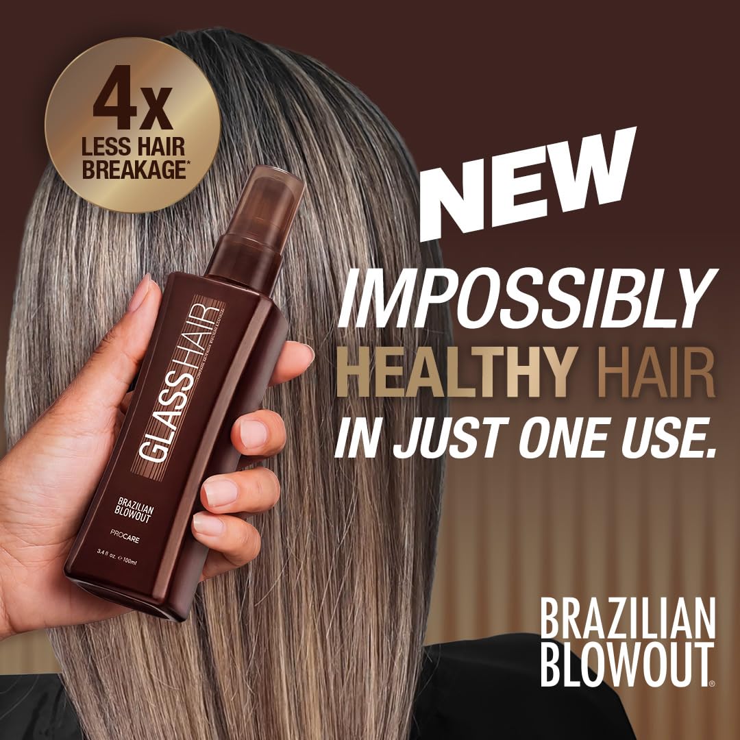 BRAZILIAN BLOWOUT bottle on bathroom shelf showing salon-level treatment at home