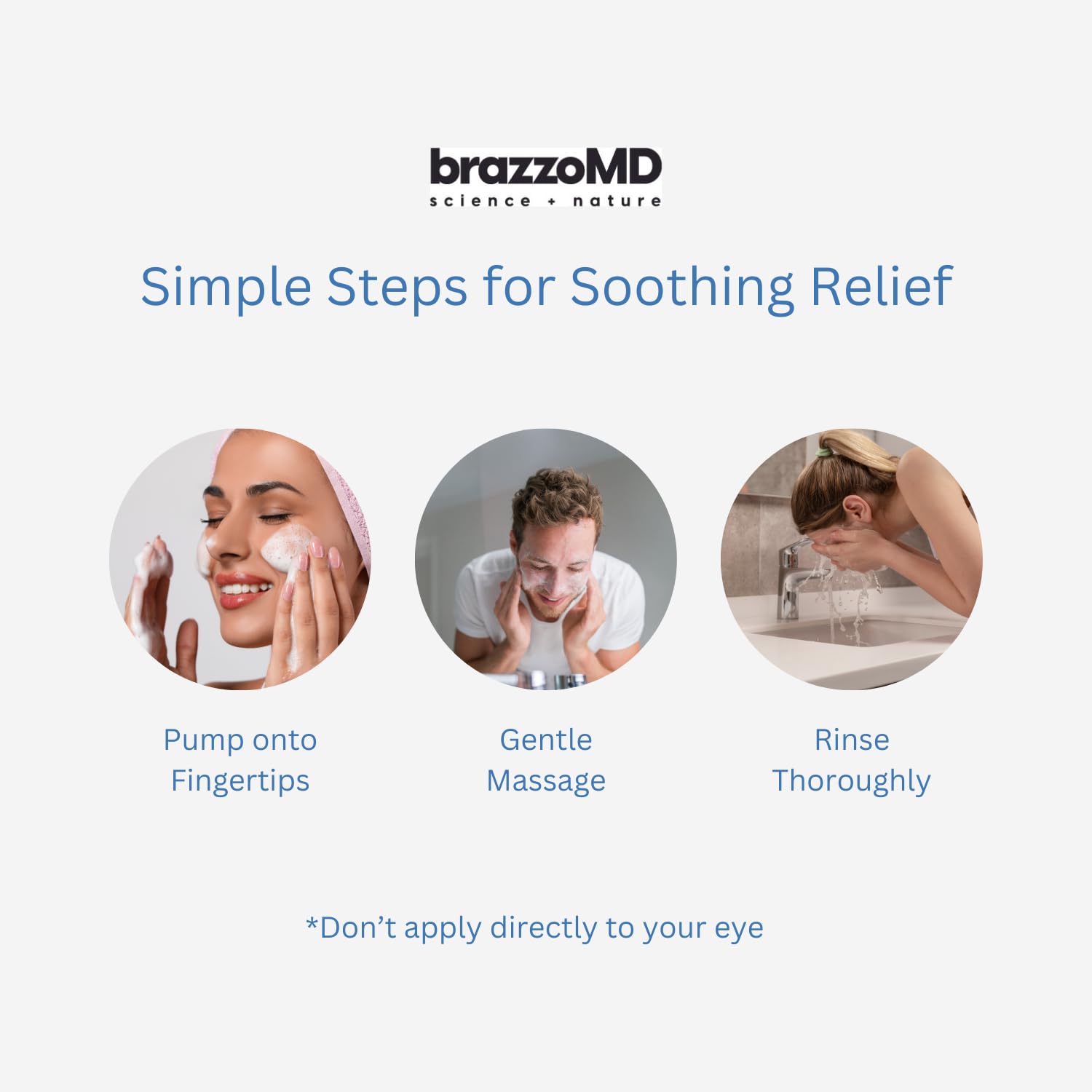 brazmedics application demonstration on closed eyelid showing safe gentle massage technique