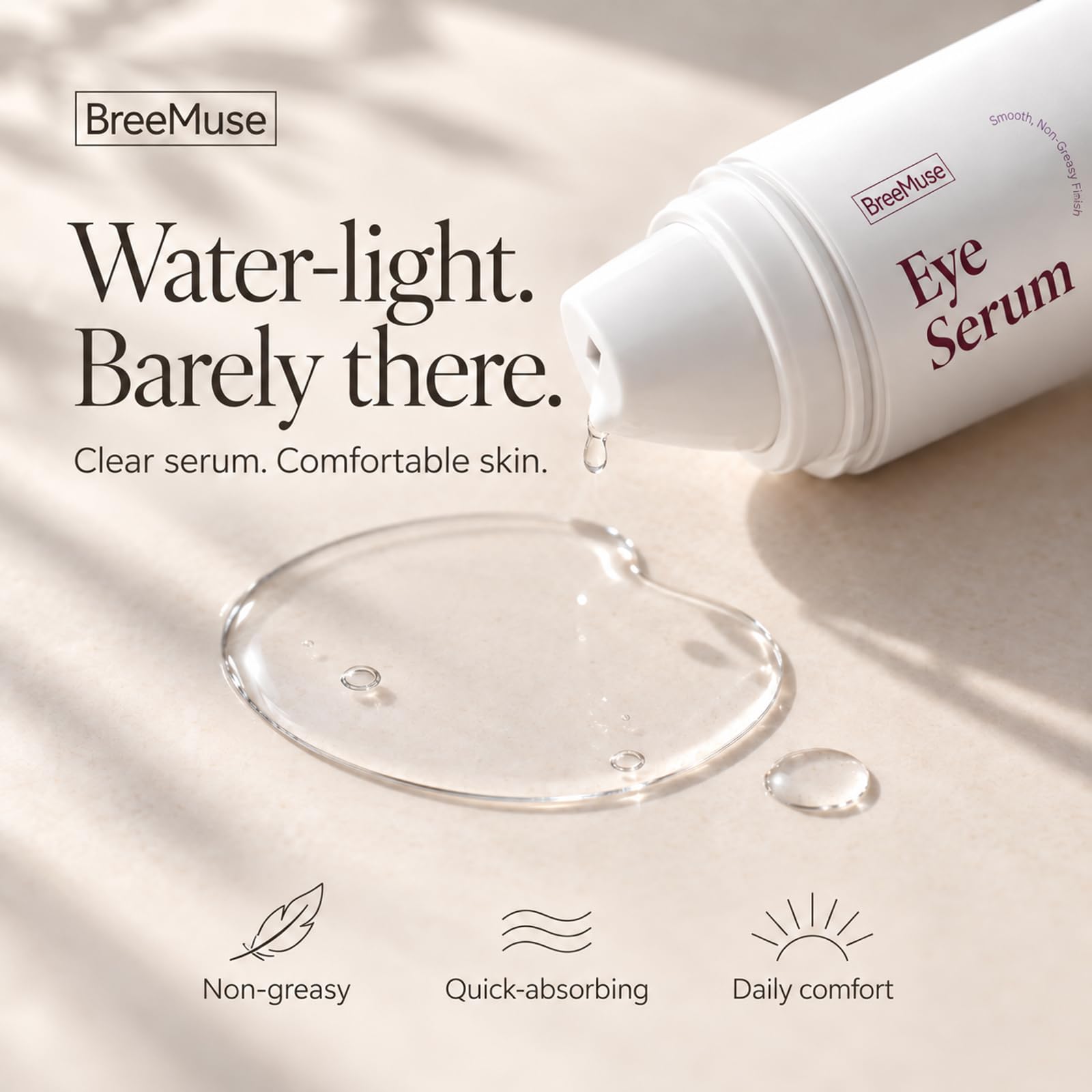 BreeMuse conceptual before-and-after illustrating reduced puffiness and smoother skin