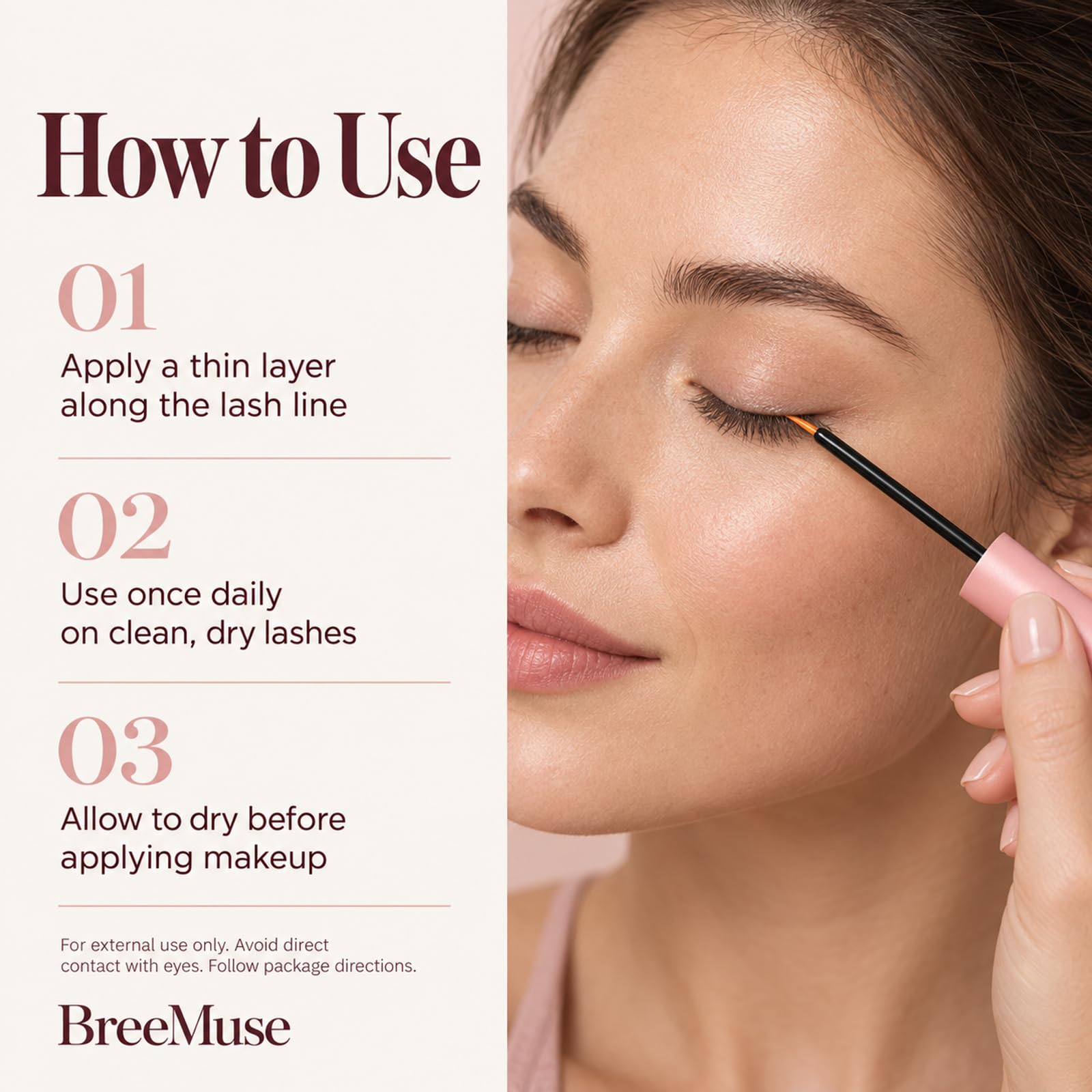 BreeMuse before and after illustration suggesting fuller-looking lashes