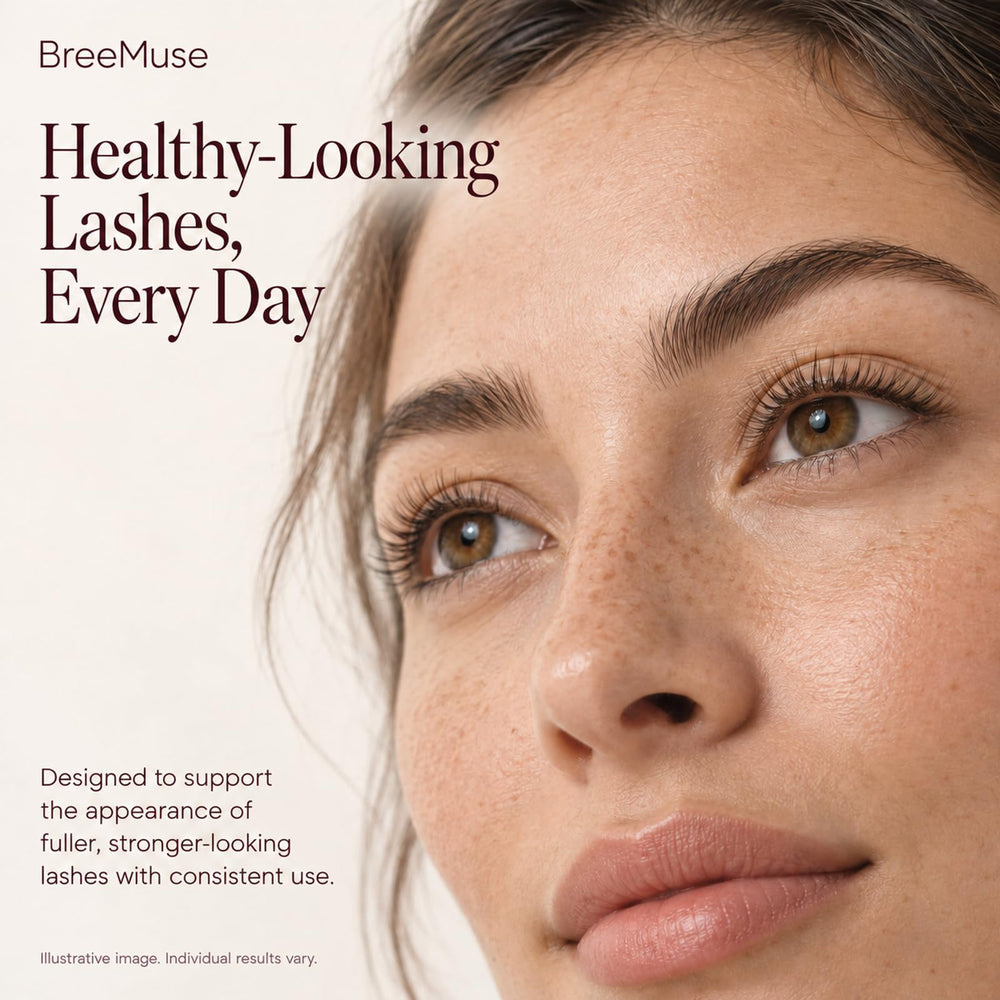 BreeMuse ingredient label showing peptides, biotin, and hyaluronic acid