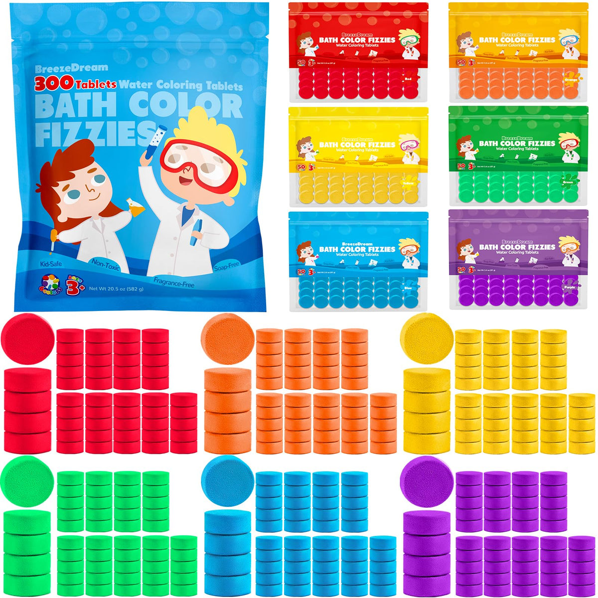 BreezeDream front pouch showing 300 tablets and organized packaging benefit