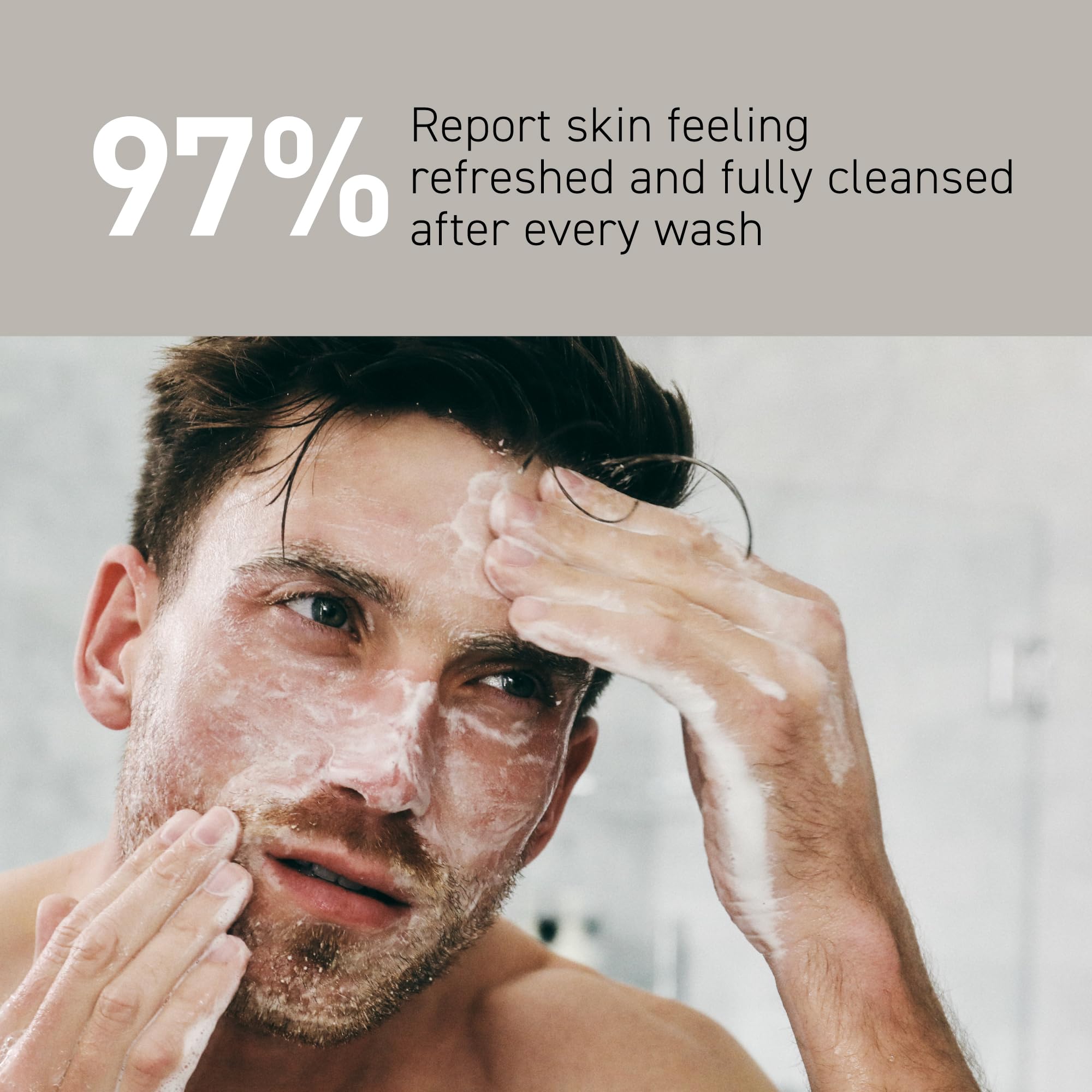 Brickell label detail focusing on charcoal, hyaluronic acid, and vitamin E benefits