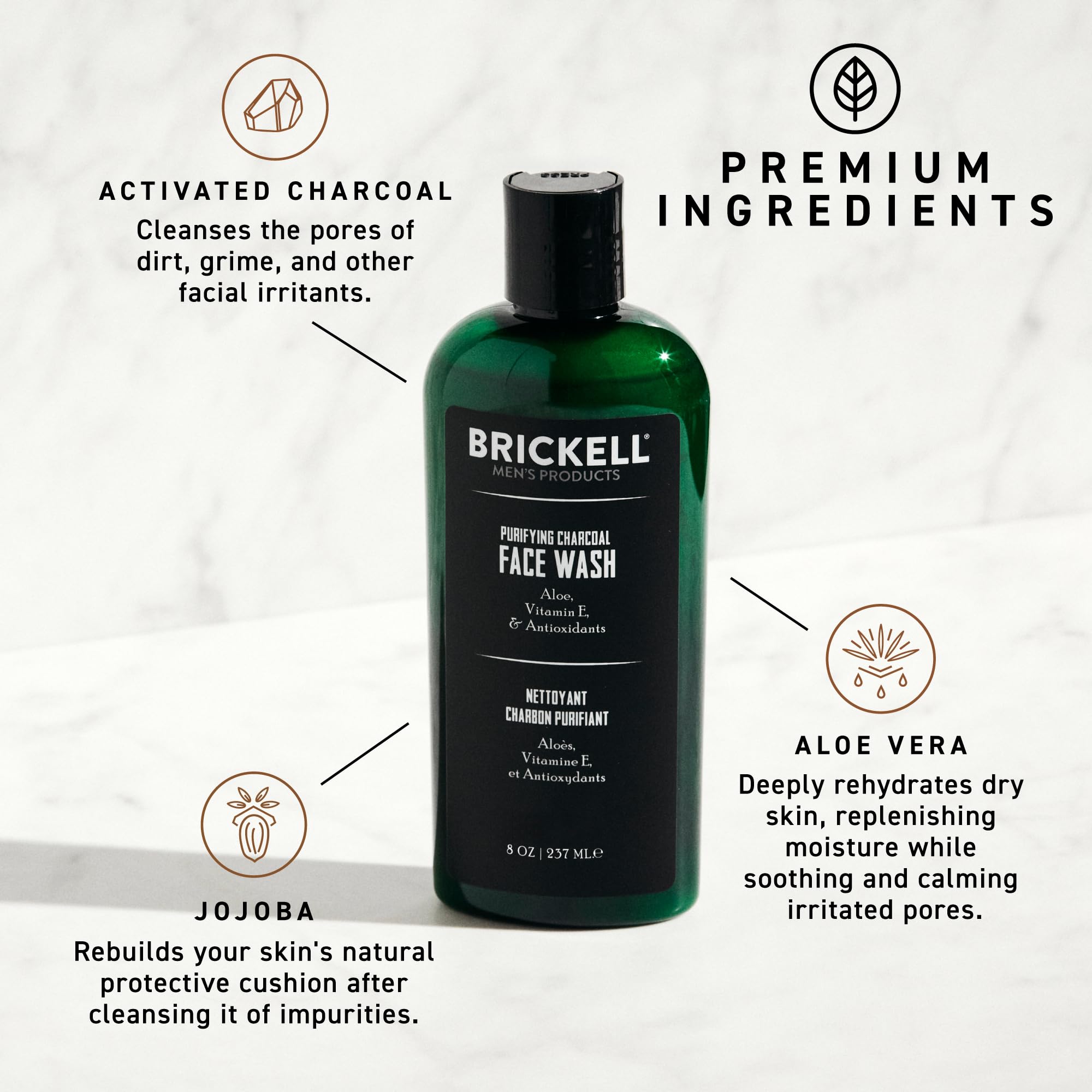 Brickell pump dispensing face wash highlighting easy controlled application