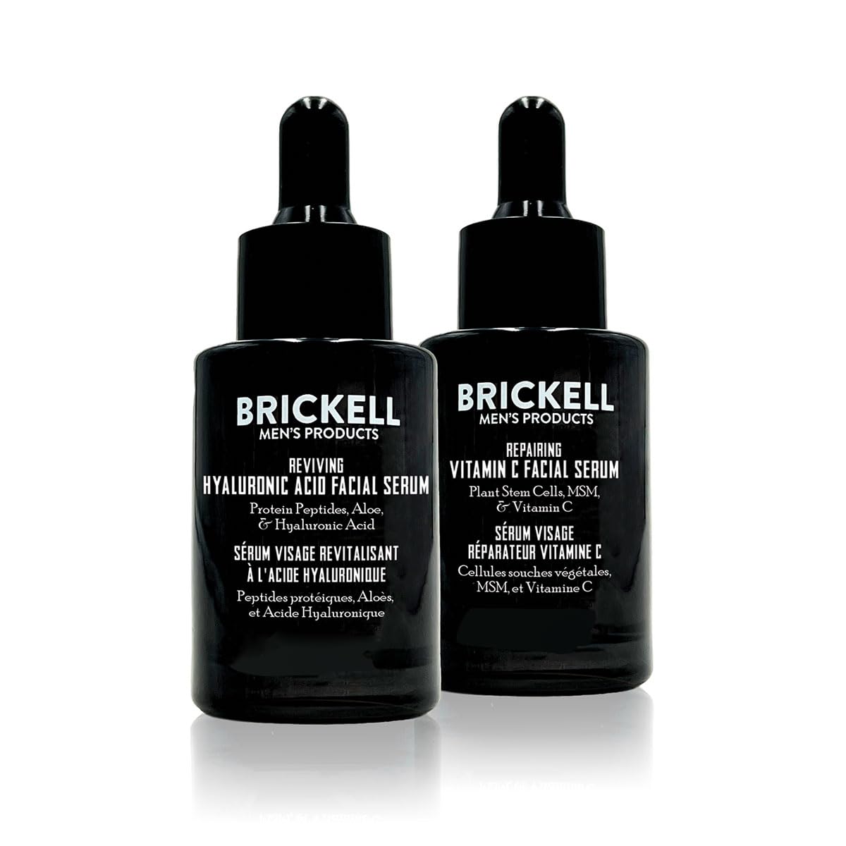 Brickell Men's Products front packaging showing both day and night serums for quick routine setup