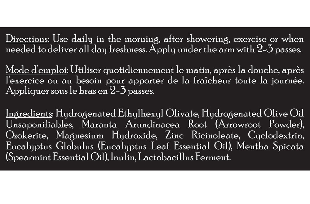 Brickell Men's Products label and ingredients close-up emphasizing aluminum-free, baking soda-free formulation