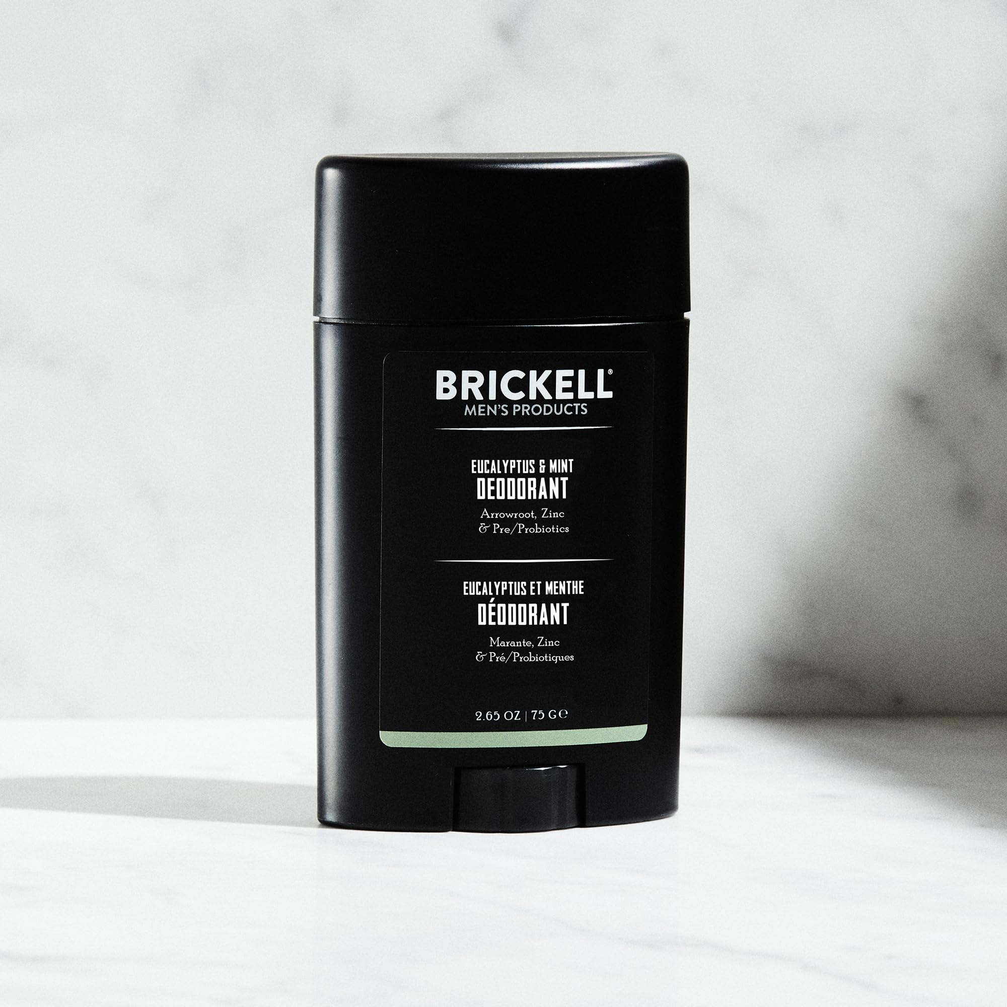 Brickell Men's Products close-up of deodorant texture highlighting smooth, non-greasy finish