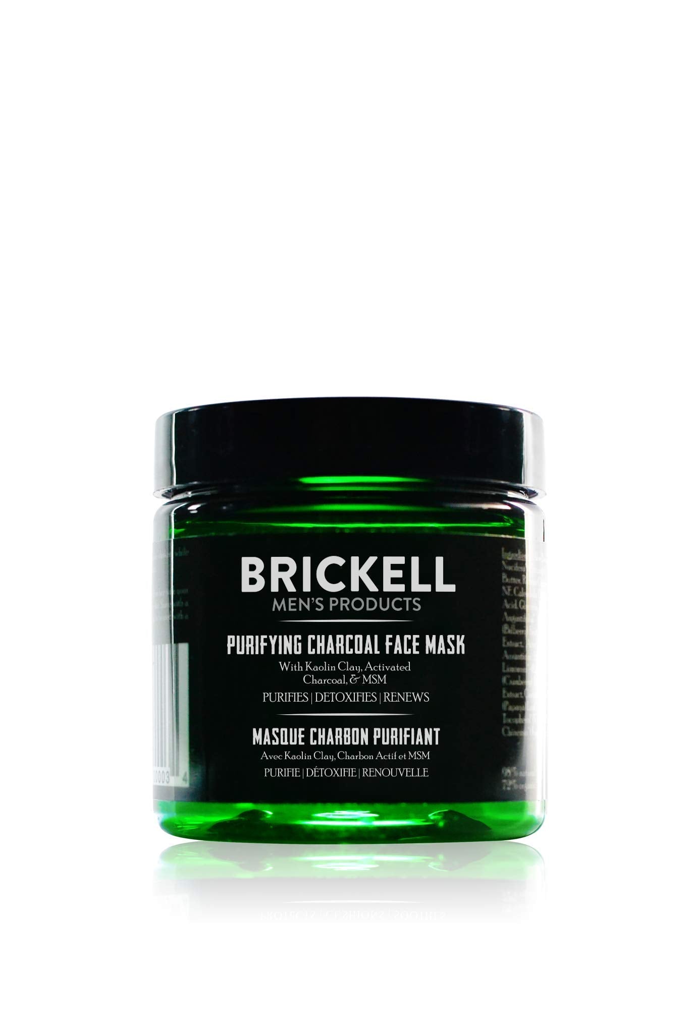Brickell front packaging showing mask jar and benefits